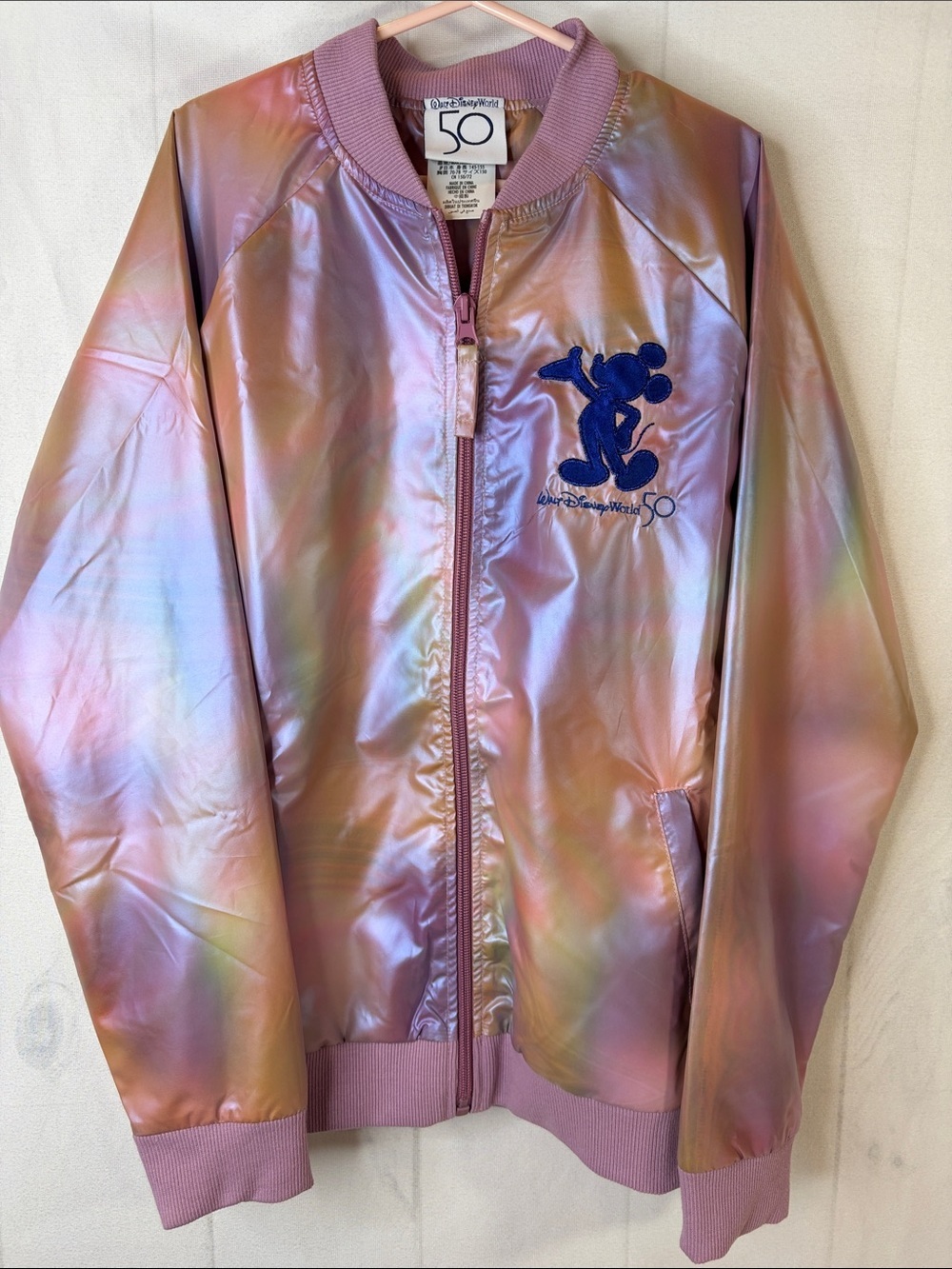 NWT Walt Disney World 50th Anniversary Youth Large Iridescent Bomber Jacket